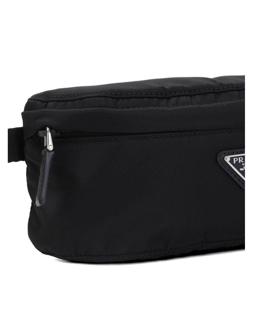 Prada Black Logo-Plaque Belt Bag for men