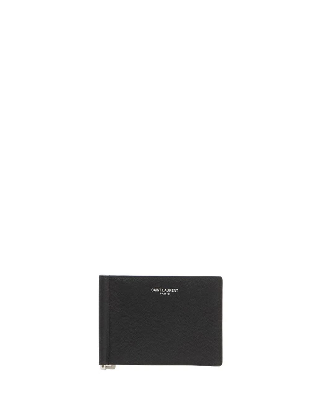 Saint Laurent White Paris Bill Clip Wallet for men