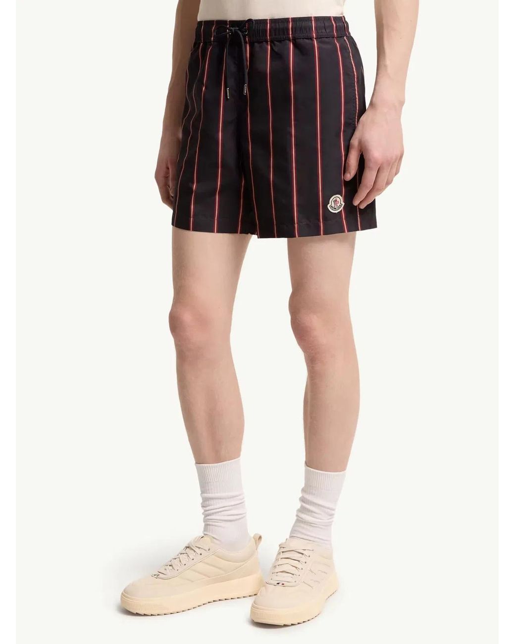 Moncler Gray Striped Swim Shorts for men