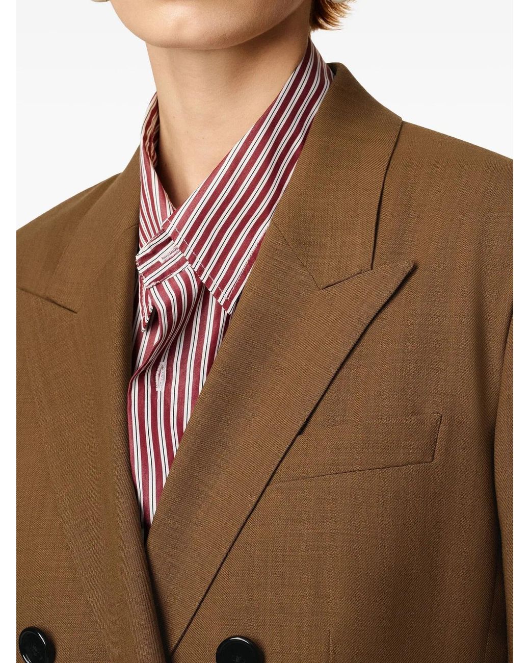AMI Brown Double-Breasted Wool Jacket