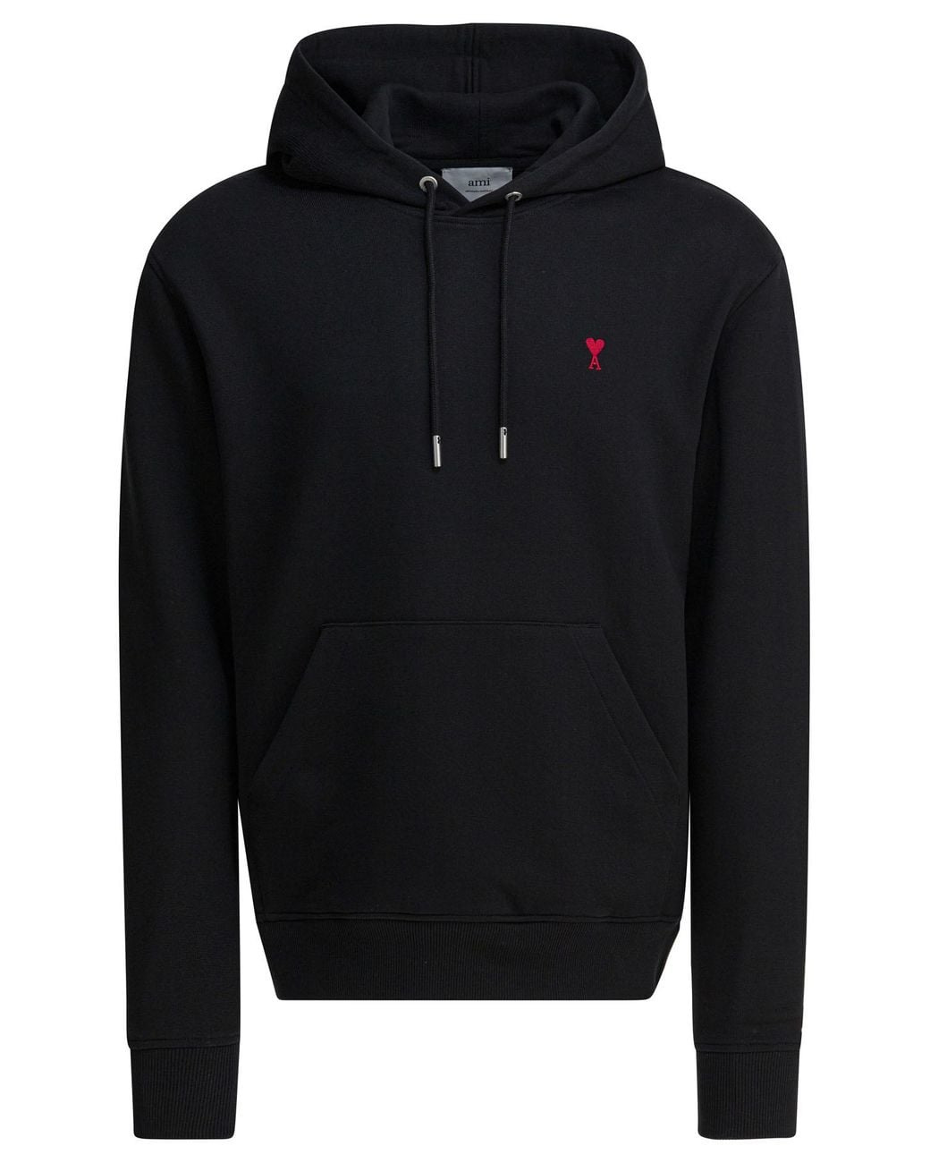 AMI Black Cotton Hoodie for men
