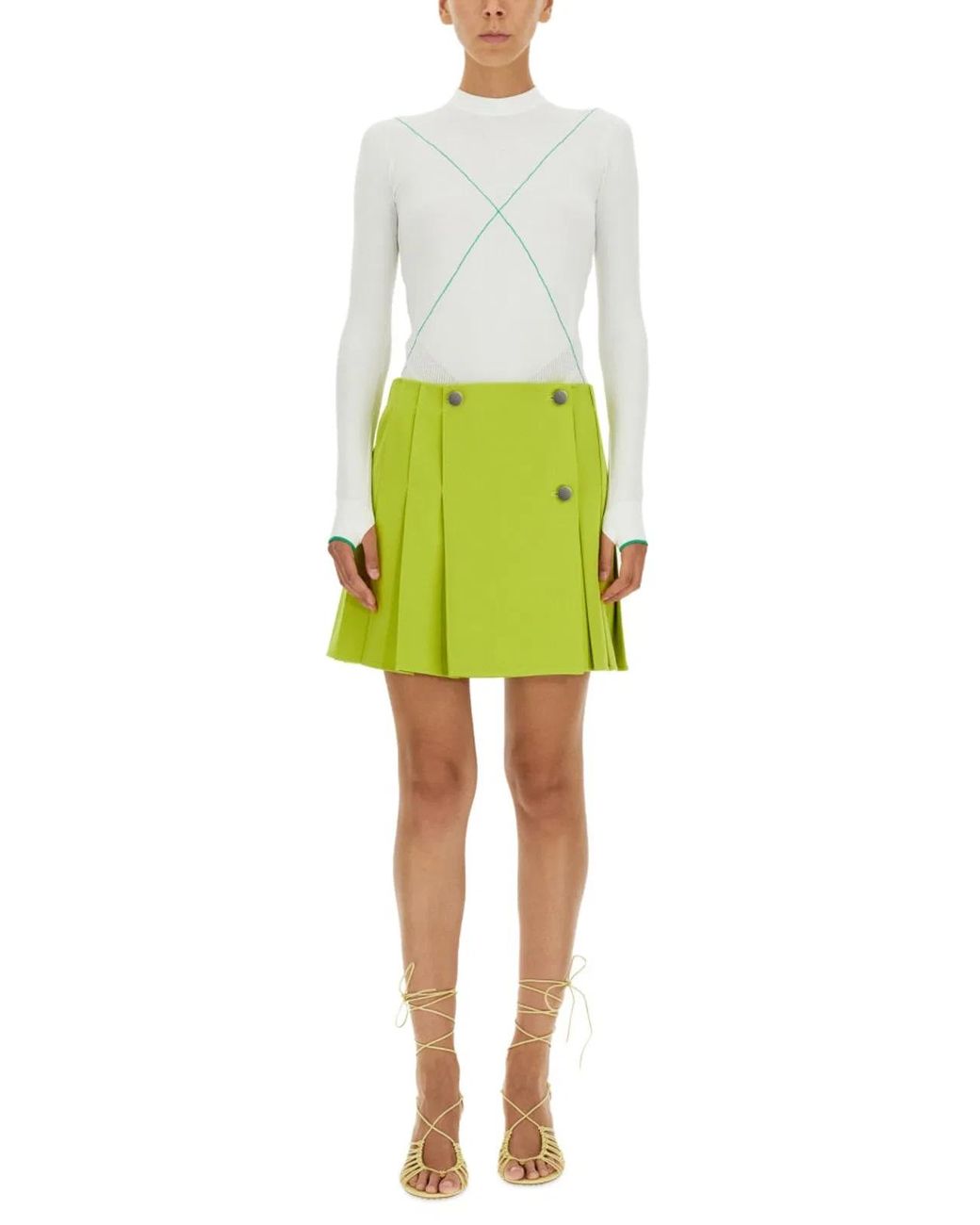 Bottega Veneta Yellow Pleated Skirt