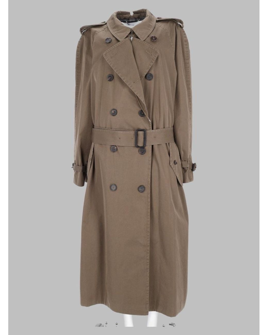 Maison Margiela Brown Belted Double-Breasted Cotton Trench Coat