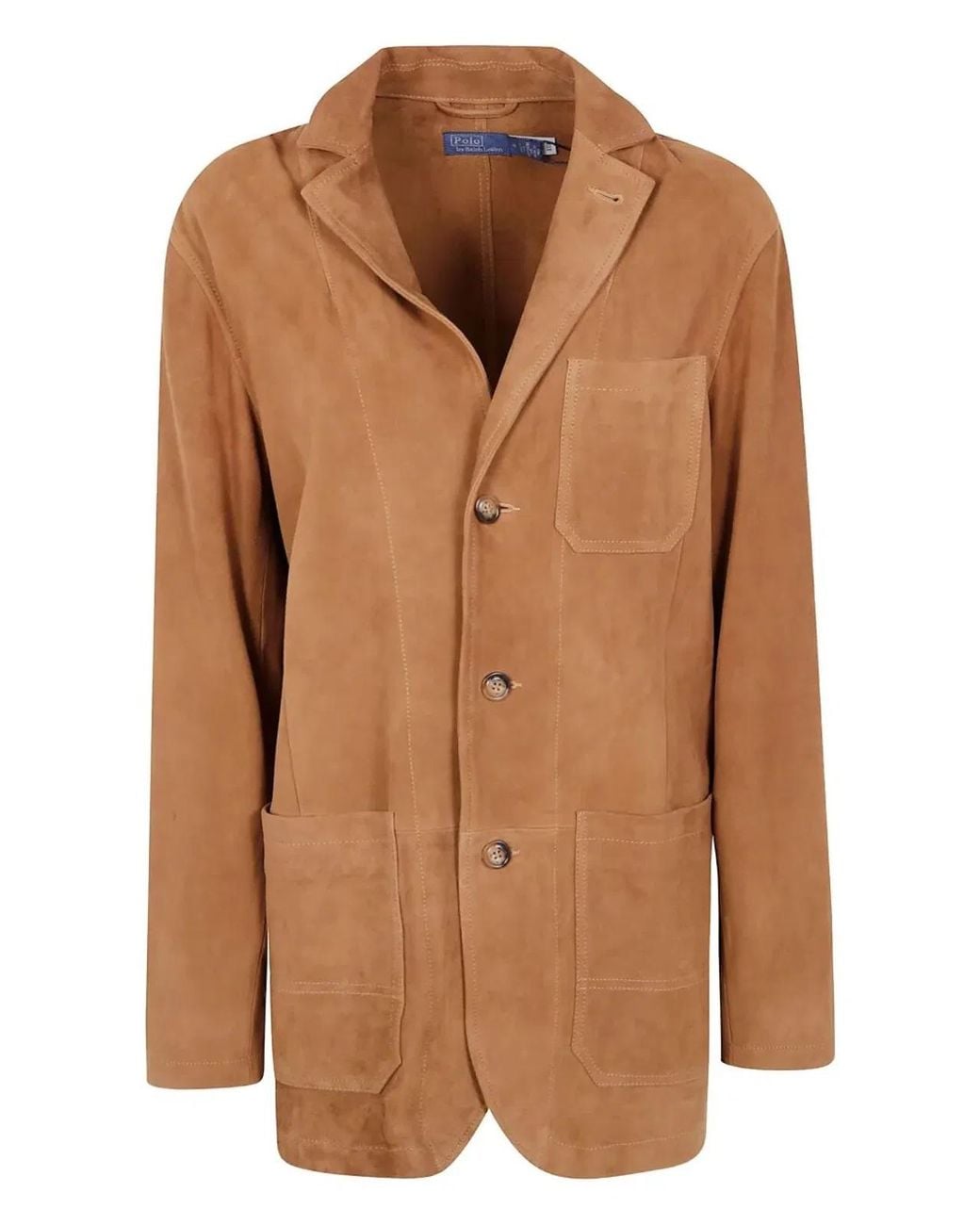 Polo Ralph Lauren Brown Suede Jacket With Three Buttons