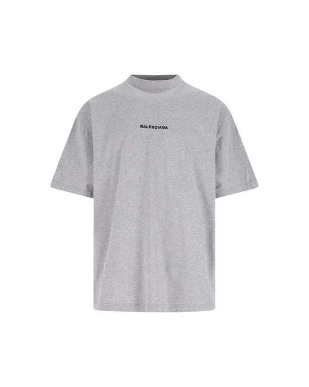 Balenciaga Gray Cotton Crew-Neck T-Shirt for men