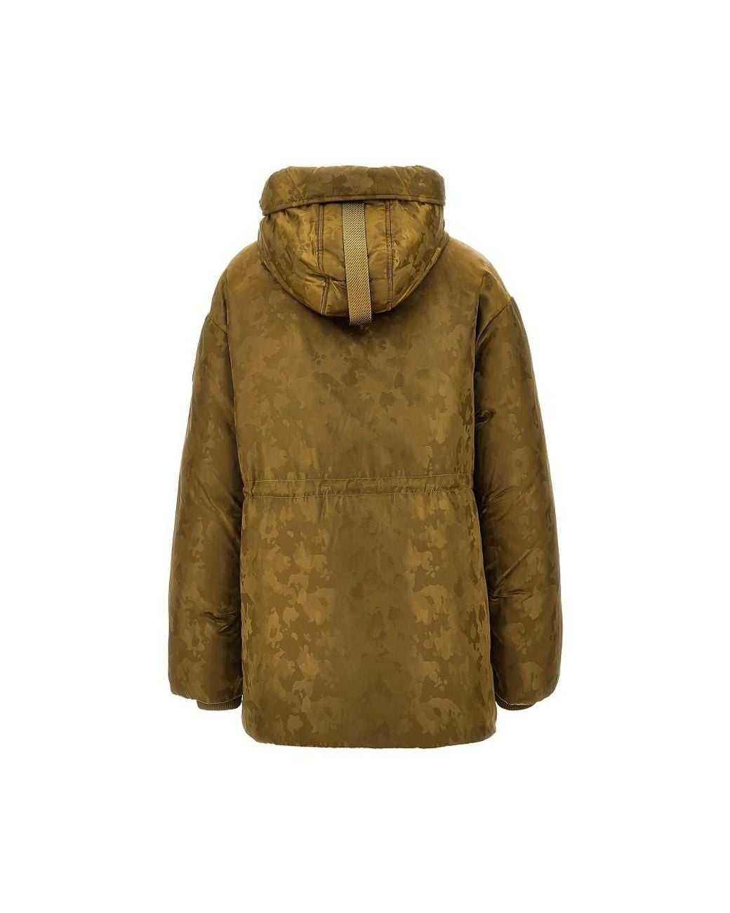Pinko Green Camouflage Technical Satin Down Jacket