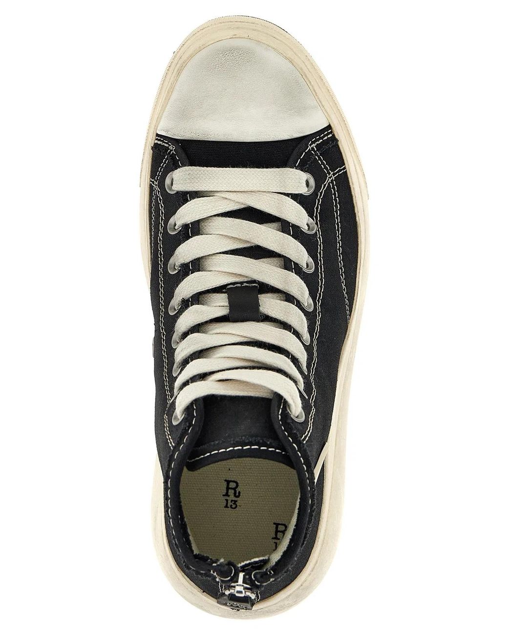 R13 Black 'High Top' Sneakers