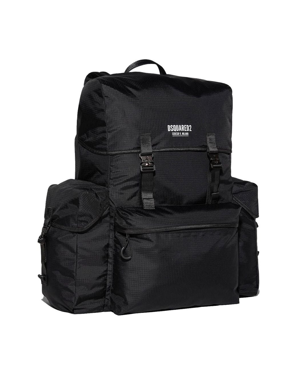 DSquared² Black Ceresio 9 Logo Ripstop Maxi Backpack for men