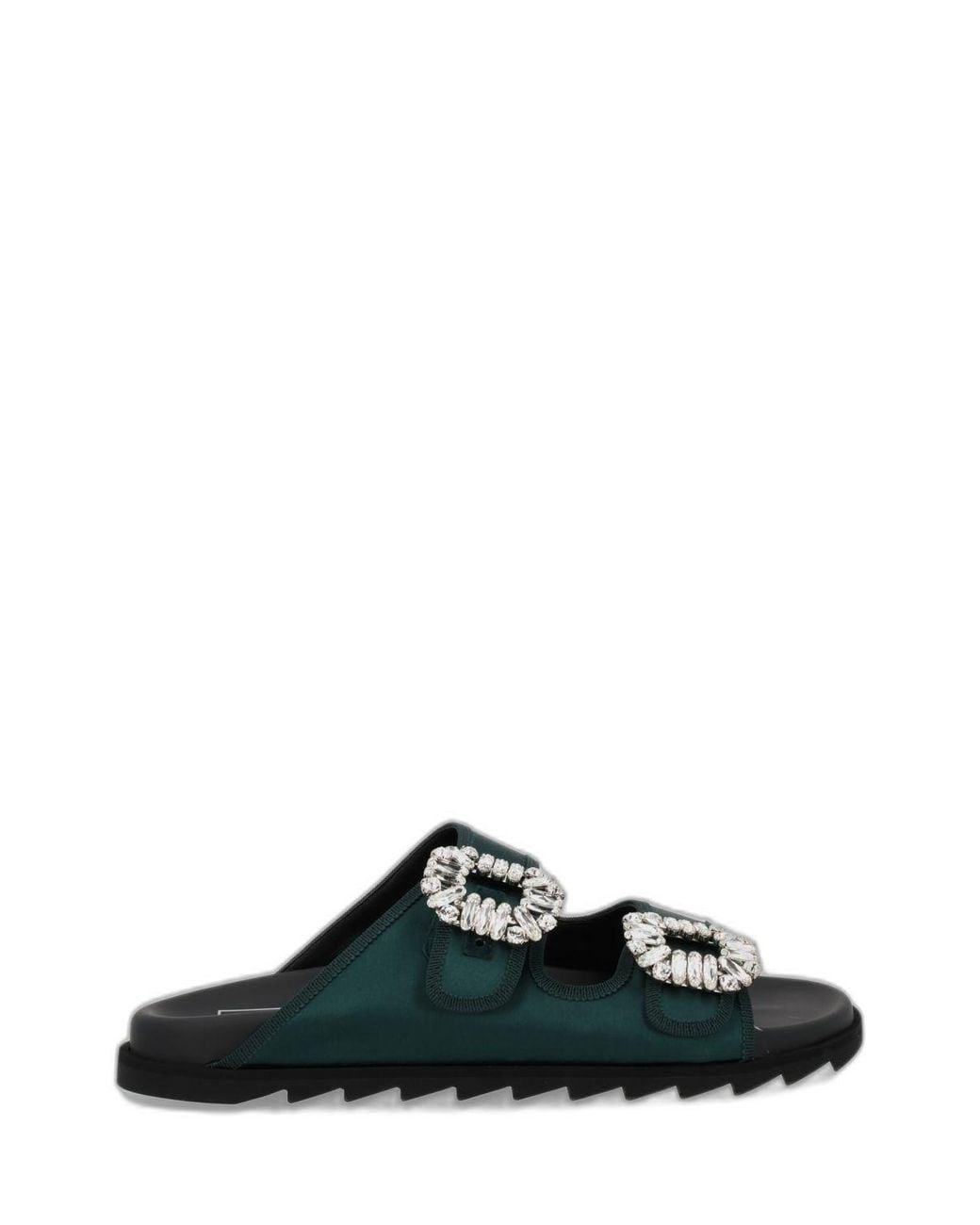 Roger Vivier Black Slidy Viv Sandals With Strass