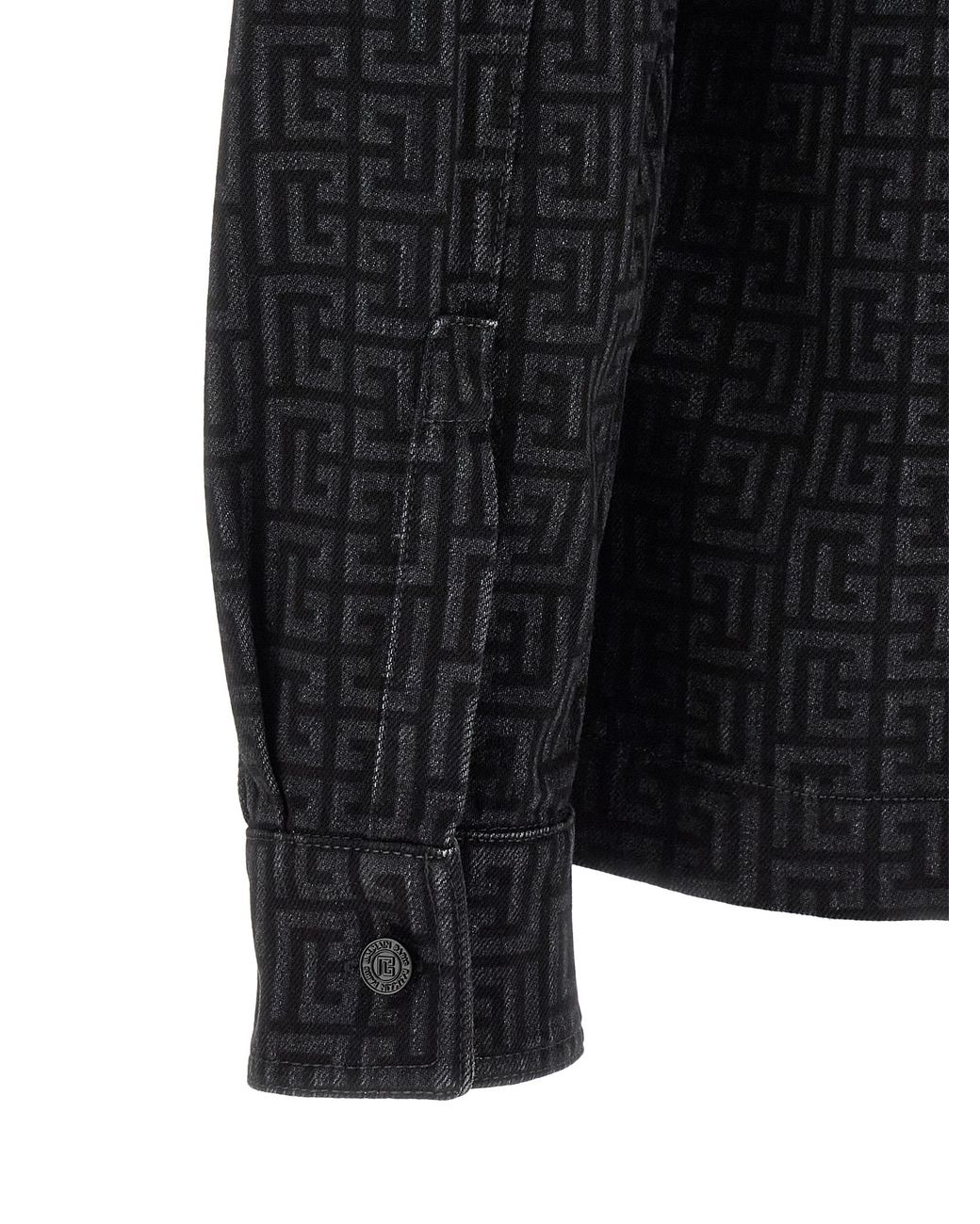 Balmain Black Monogram Pattern Overshirt for men