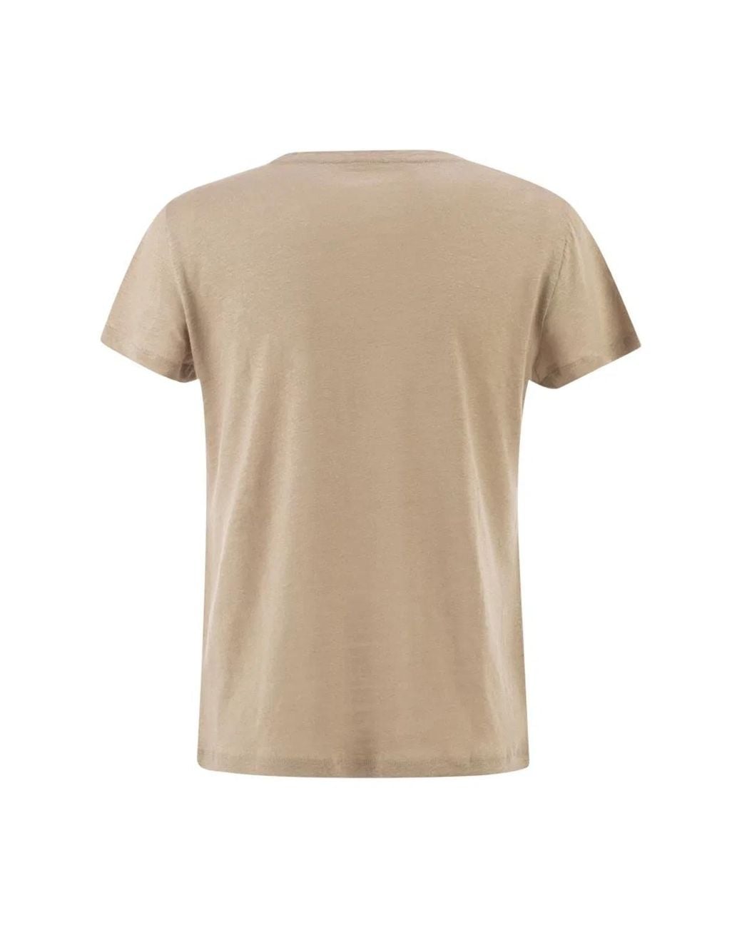 Majestic Natural Stretch Linen T-Shirt With Round Neckline