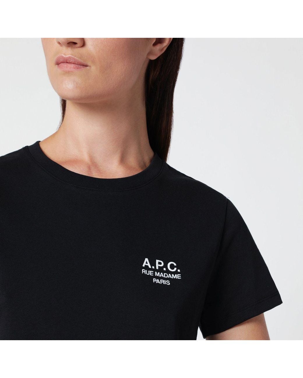 A.P.C. Black Cotton Tshirt With Embroidery