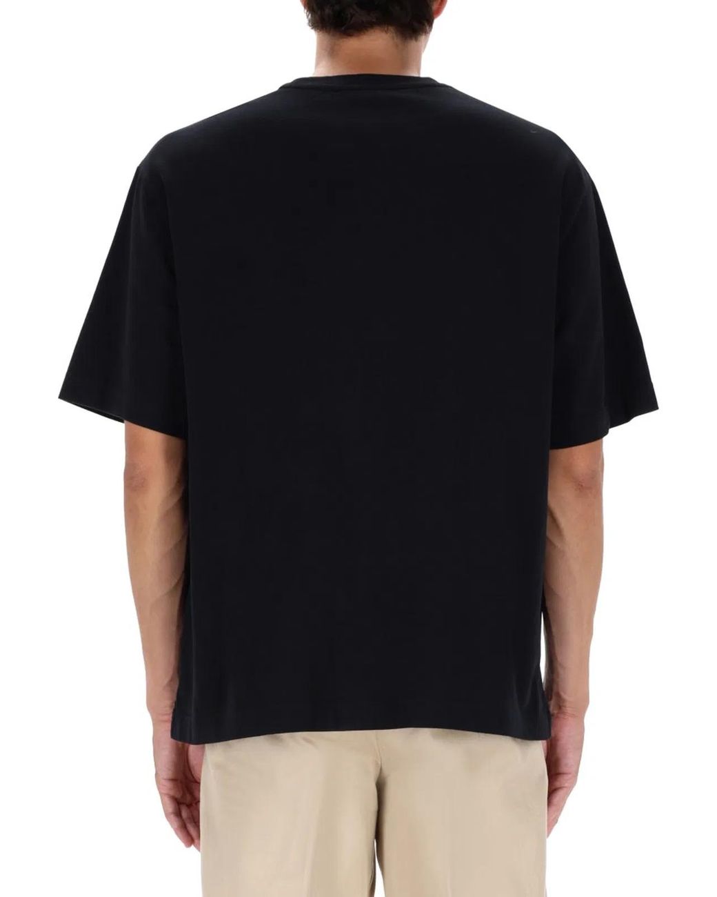 Maison Kitsuné Black T-Shirt Fox Patch Cotton Organic T-Shirts for men