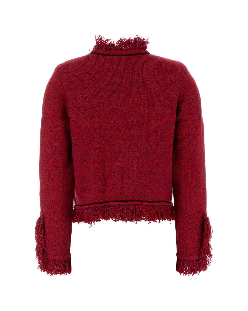 Self-Portrait Red Two-Tone Cotton Blend Blazer