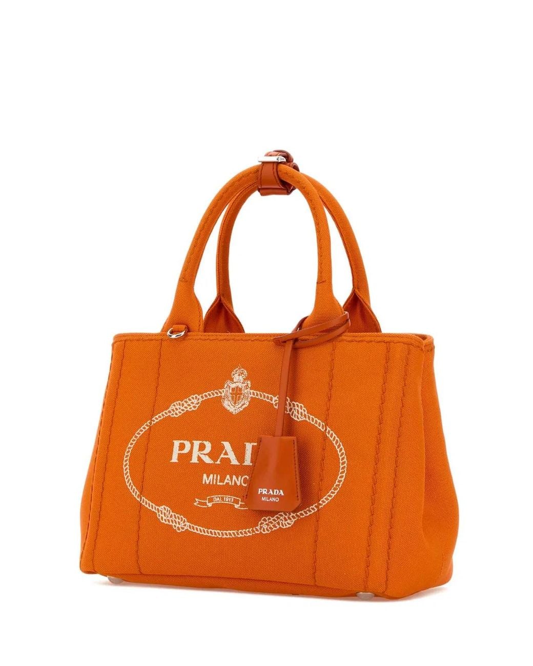 Prada Orange Canvas Small Jardinière Handbag