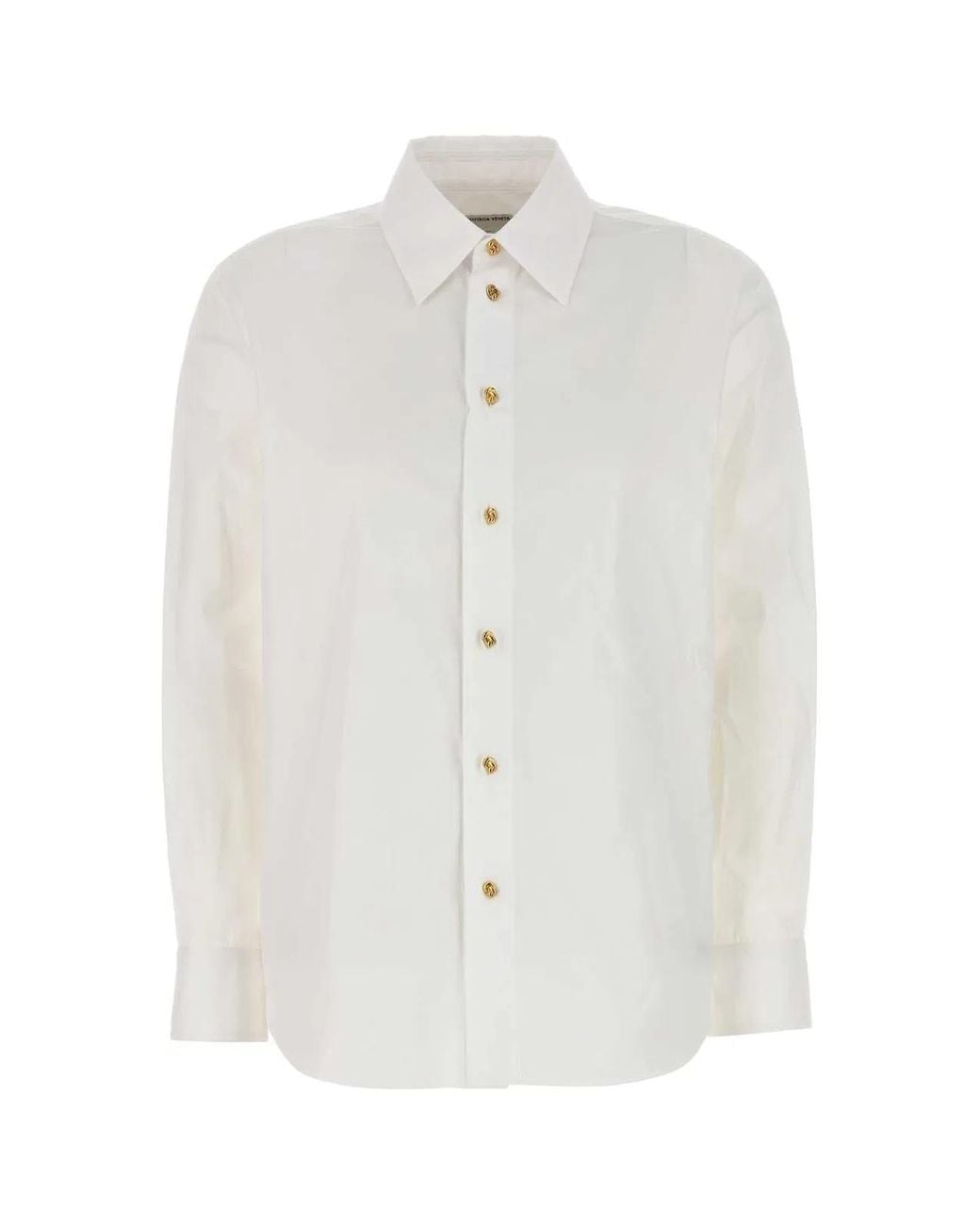 Bottega Veneta White Cotton Poplin Shirt With Metal Knot Buttons