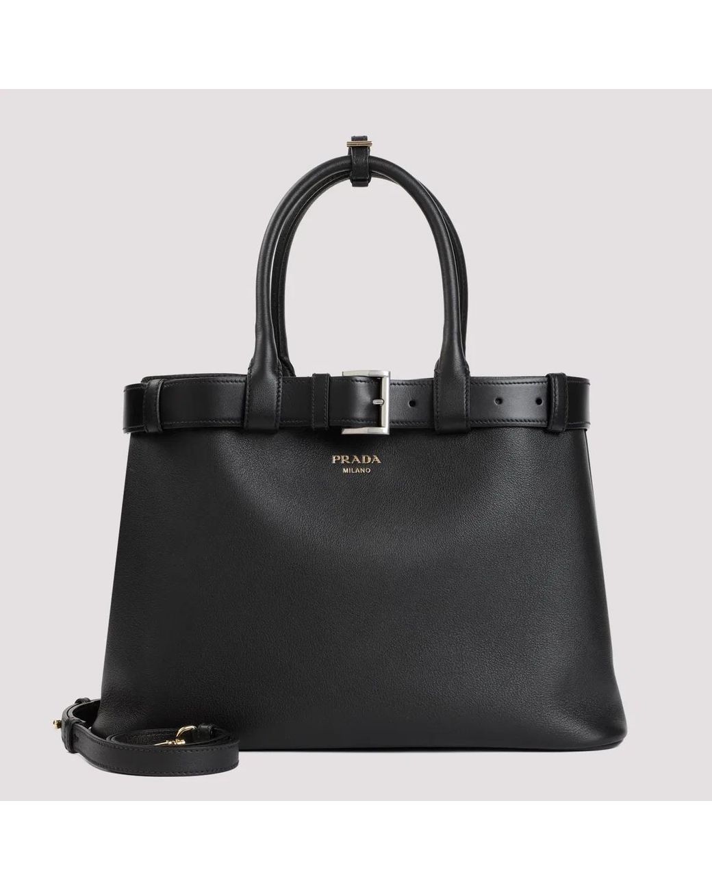 Prada Black Buckle Leather Bag