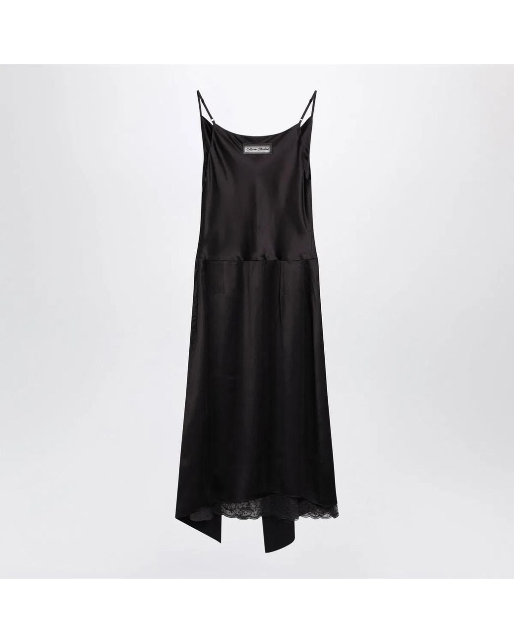 Acne Black Shiny Satin Slip Dress Dark