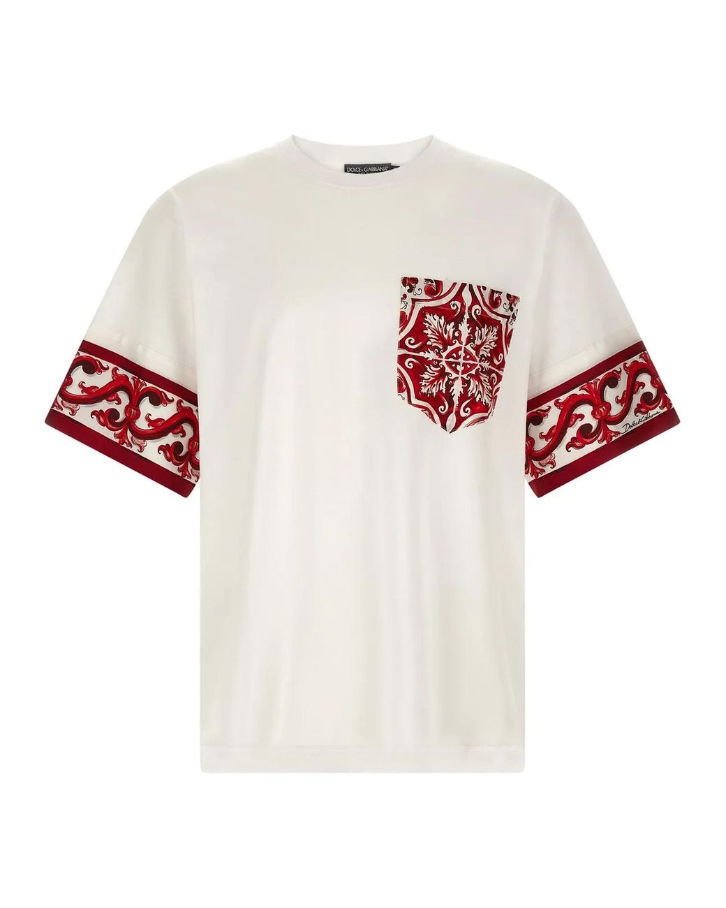 Dolce & Gabbana White Dolce & Gabbana 'Maiolica' T-Shirt for men