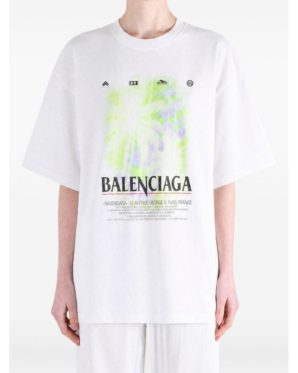 Balenciaga White Printed Cotton T-Shirt