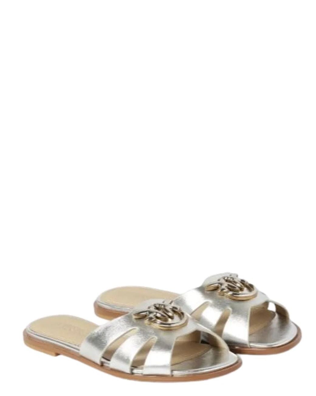 Pinko White Leather Flat Shoes