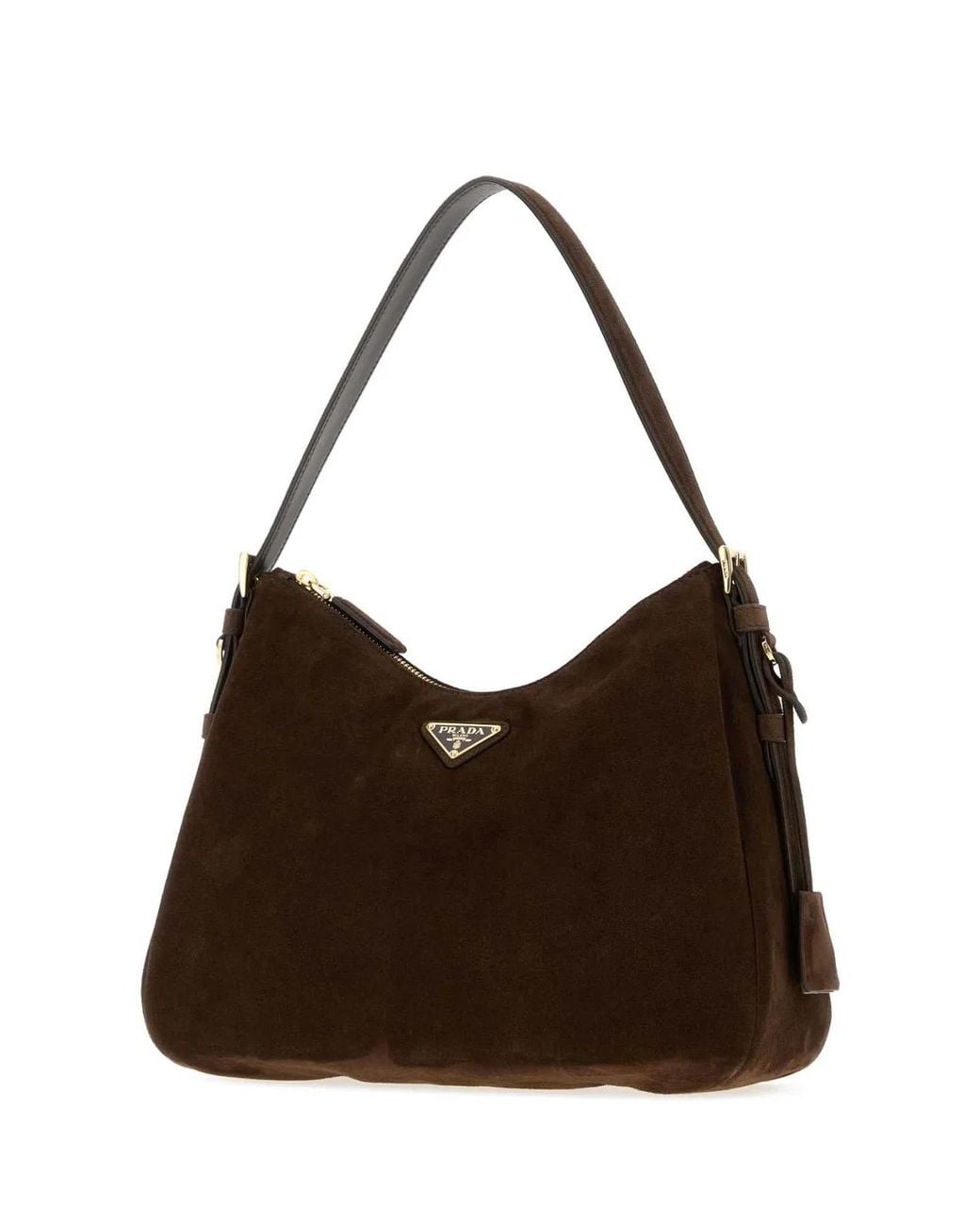 Prada Brown Dark Suede Shoulder Bag