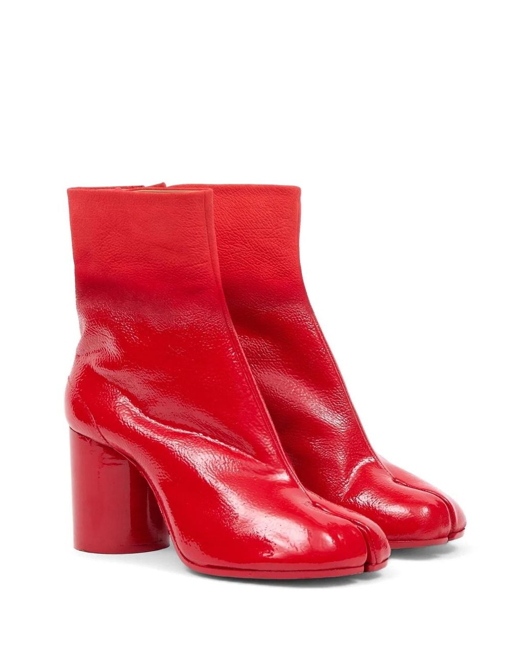 Maison Margiela Red Tabi Leather Ankle Boots Upper