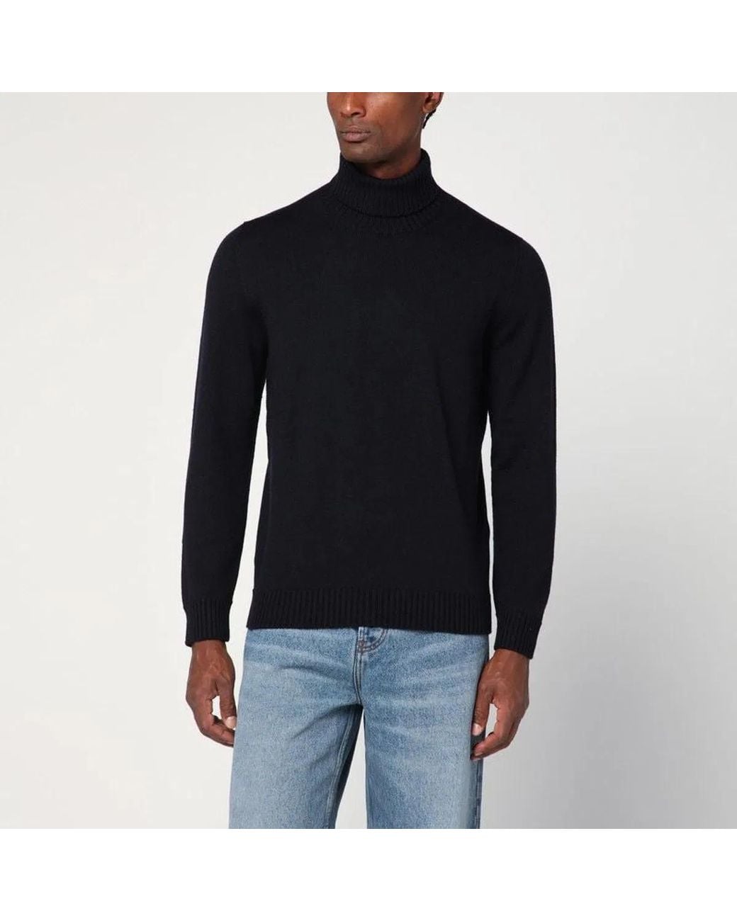 Drumohr Black Wool Turtleneck Sweater for men