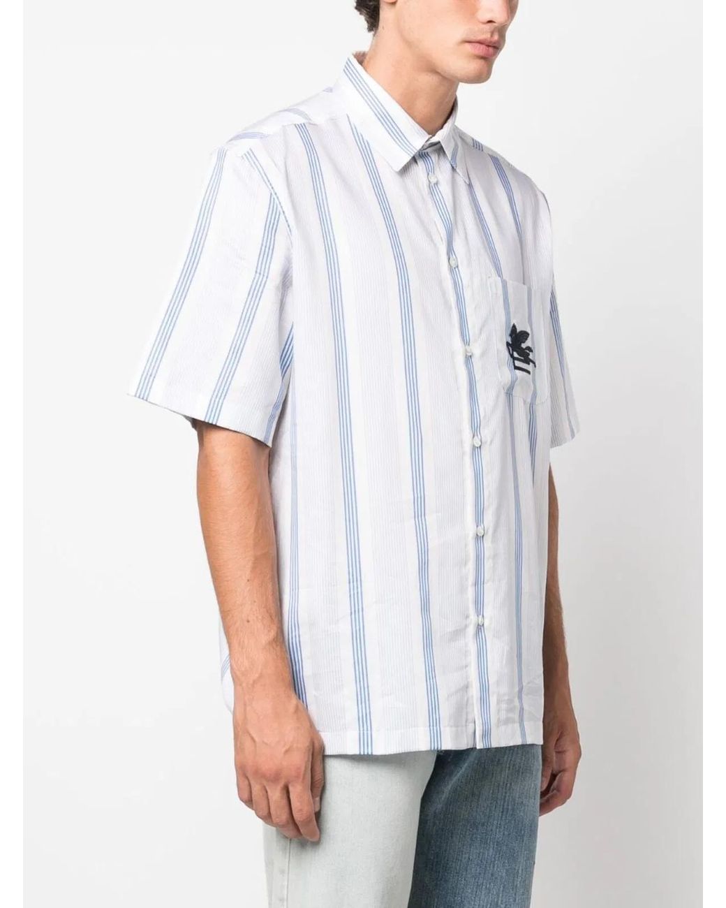Etro Blue Shirt With Logo for men