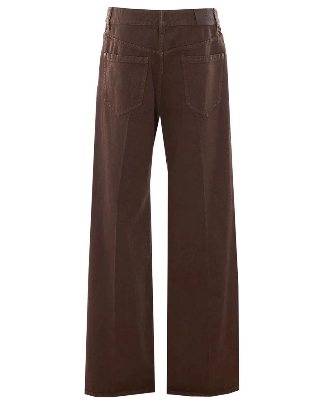 Brunello Cucinelli Brown Contemporary Loose Cotton Denim Jeans Featuring A Signature Monile Logo Detail
