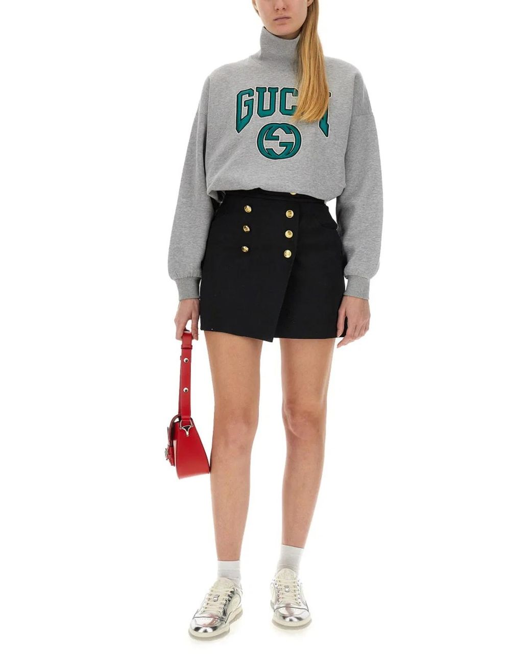 Gucci Gray Sweatshirt With Embroidery