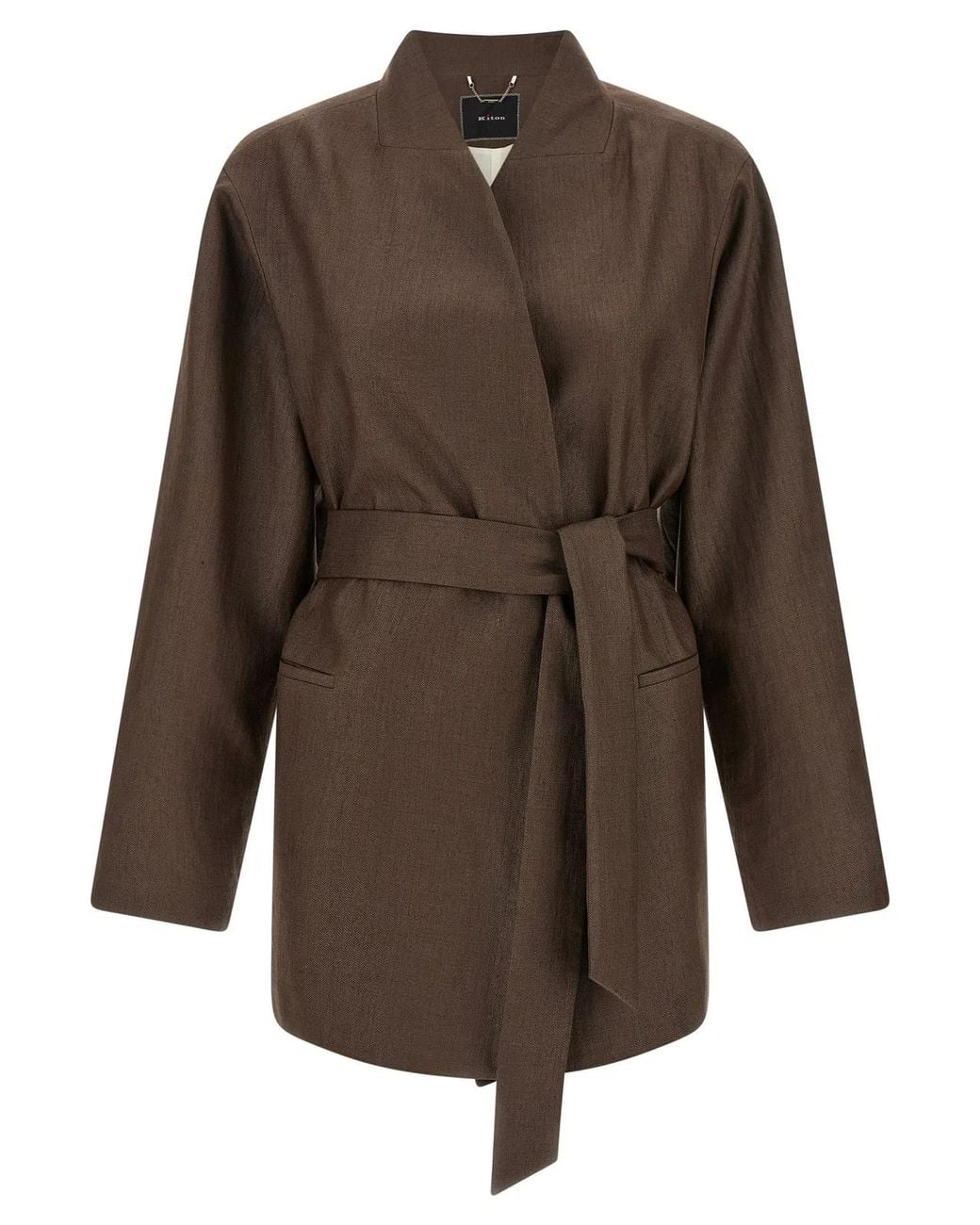 Kiton Brown Linen Blend Blazer