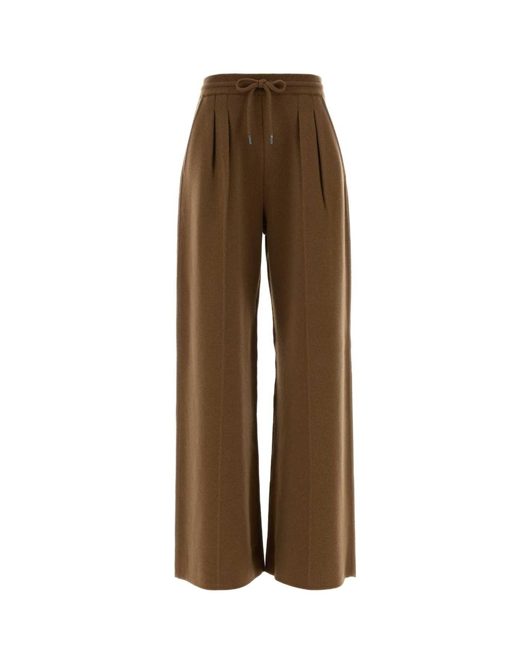 Max Mara Brown Funale Wide-Leg Wool-Cashmere Pant