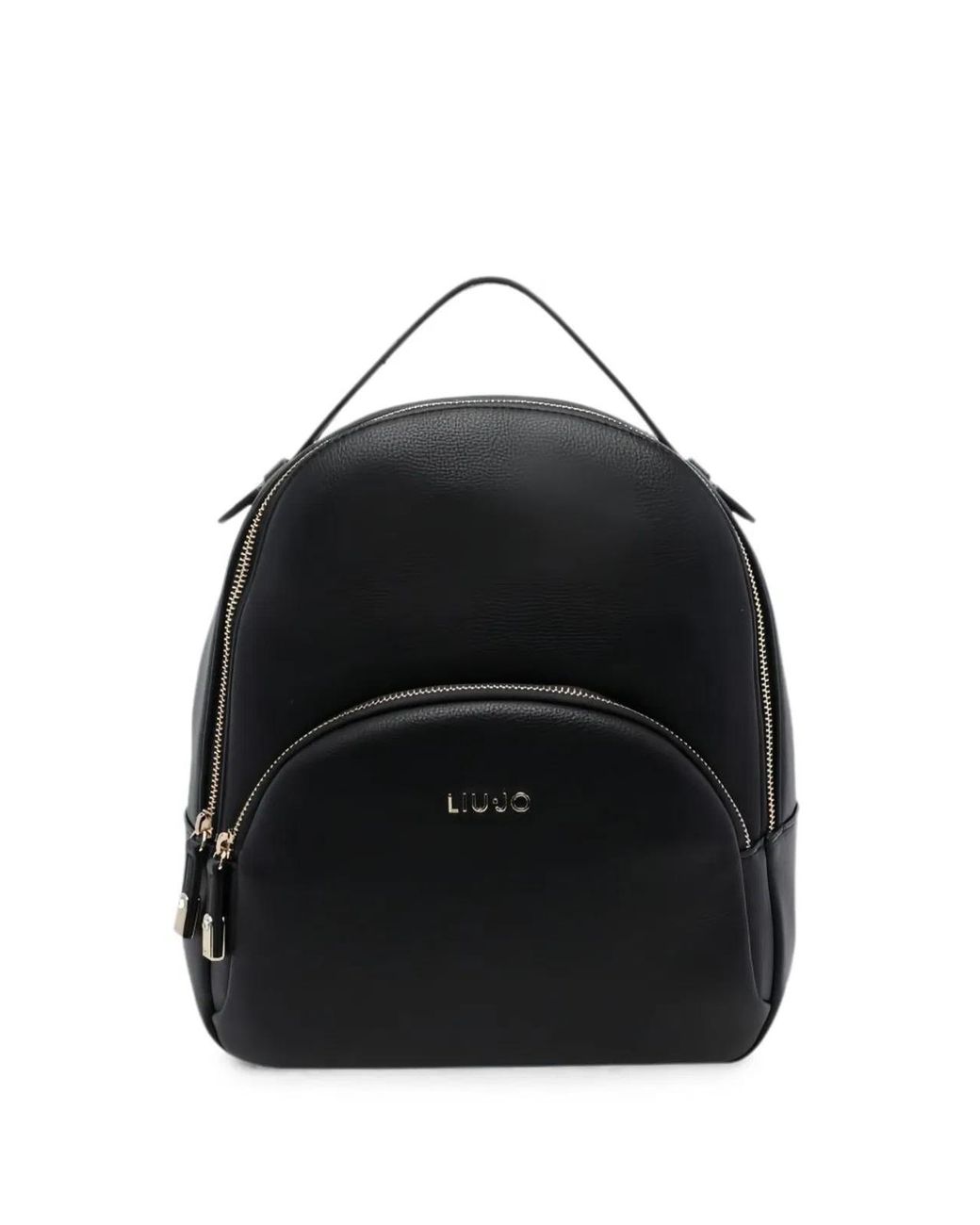 Liu Jo Black Calf Leather Logo Plaque Bag