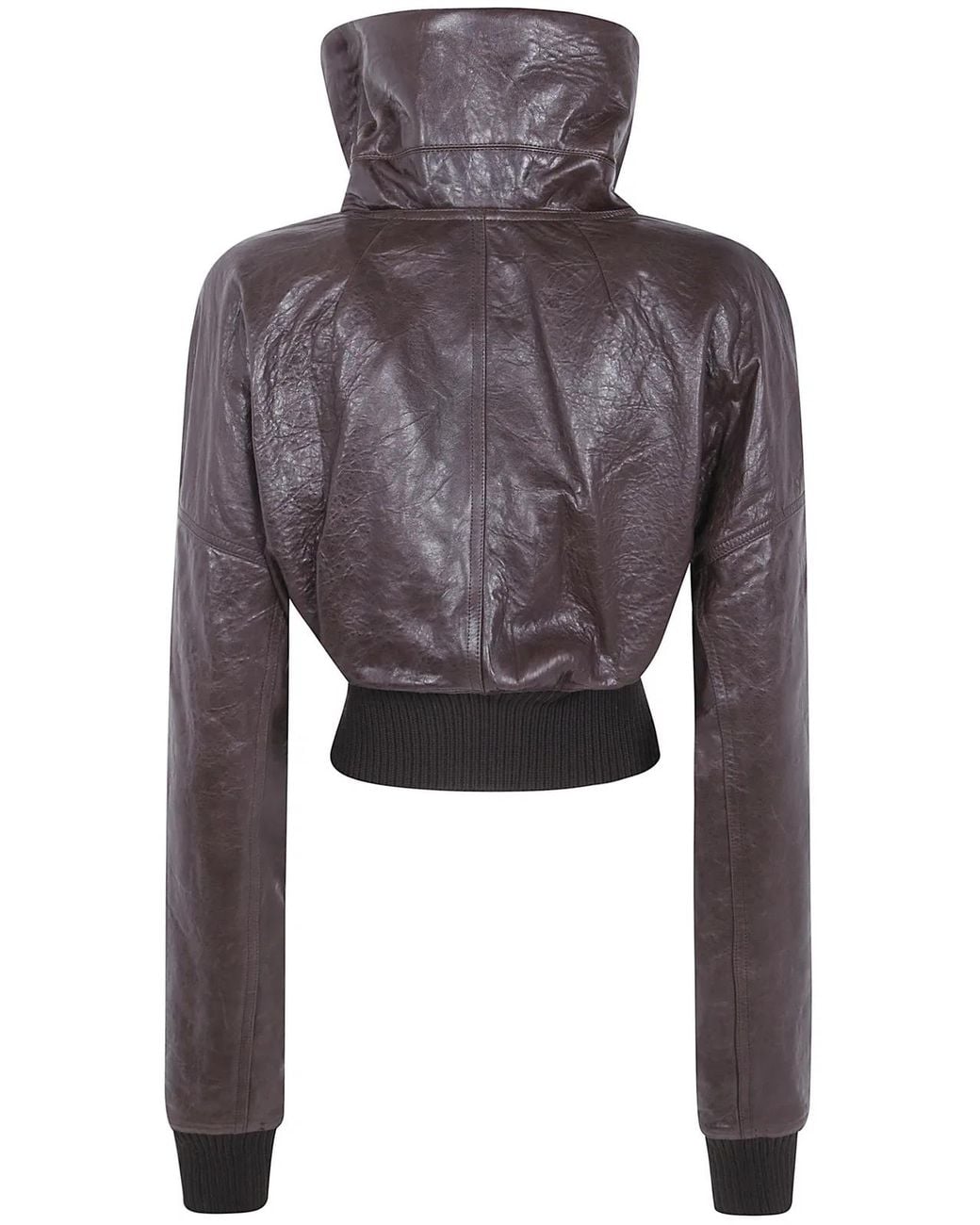 Rick Owens Gray "Dracuflight" Cropped Leather Bomber