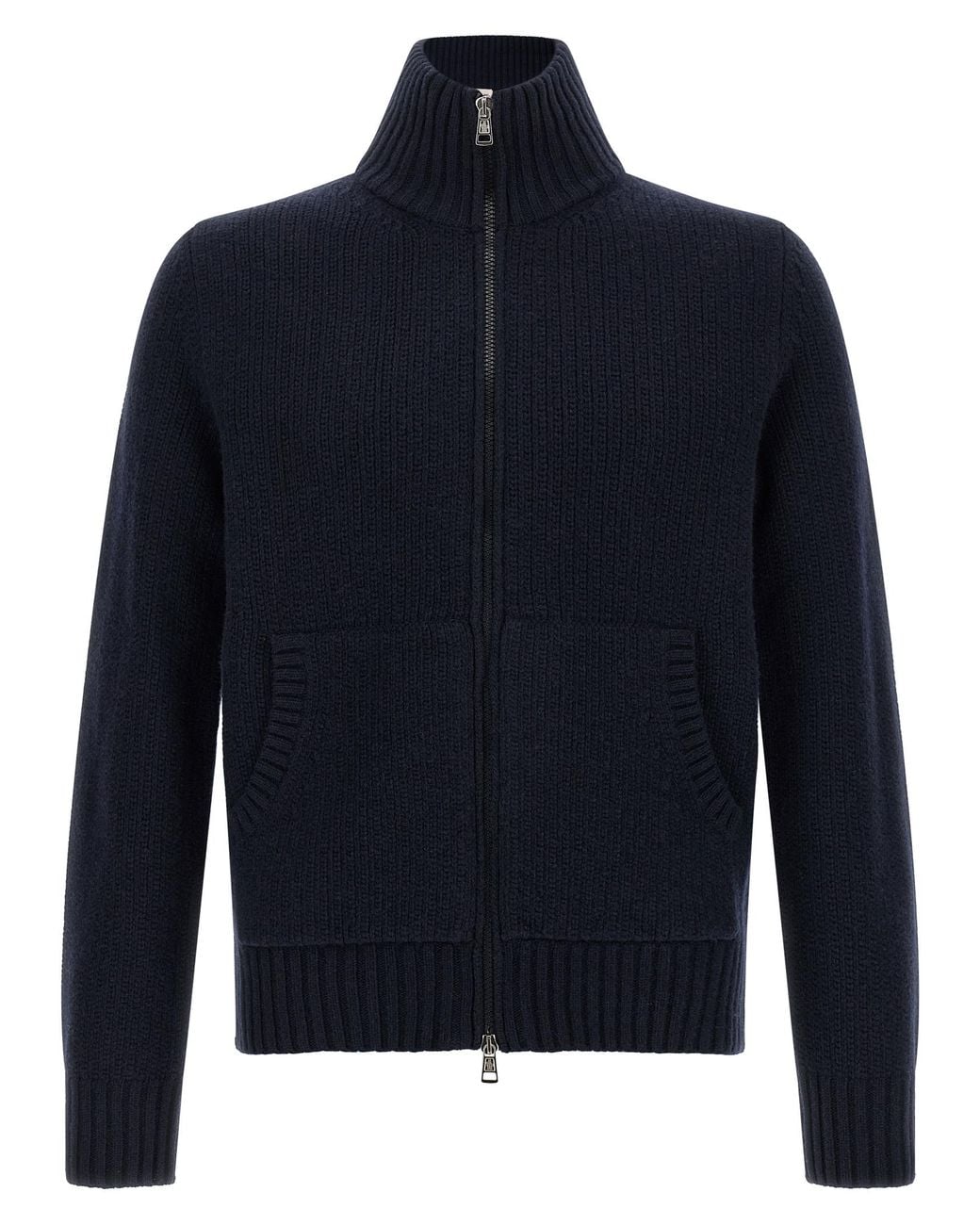 Moncler Blue Wool And Cashmere Cardigan for men