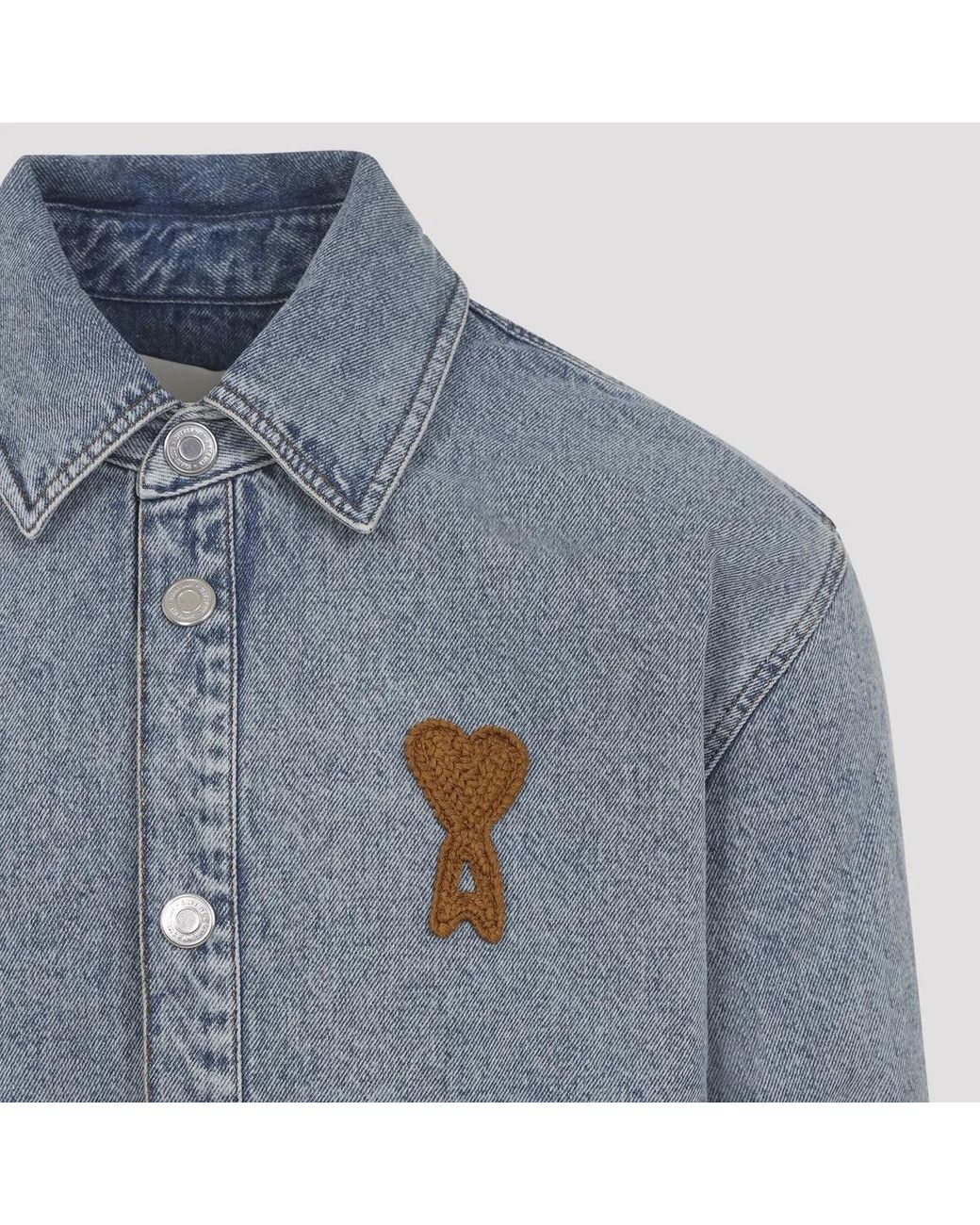 AMI Blue H Denim Jacket Light for men
