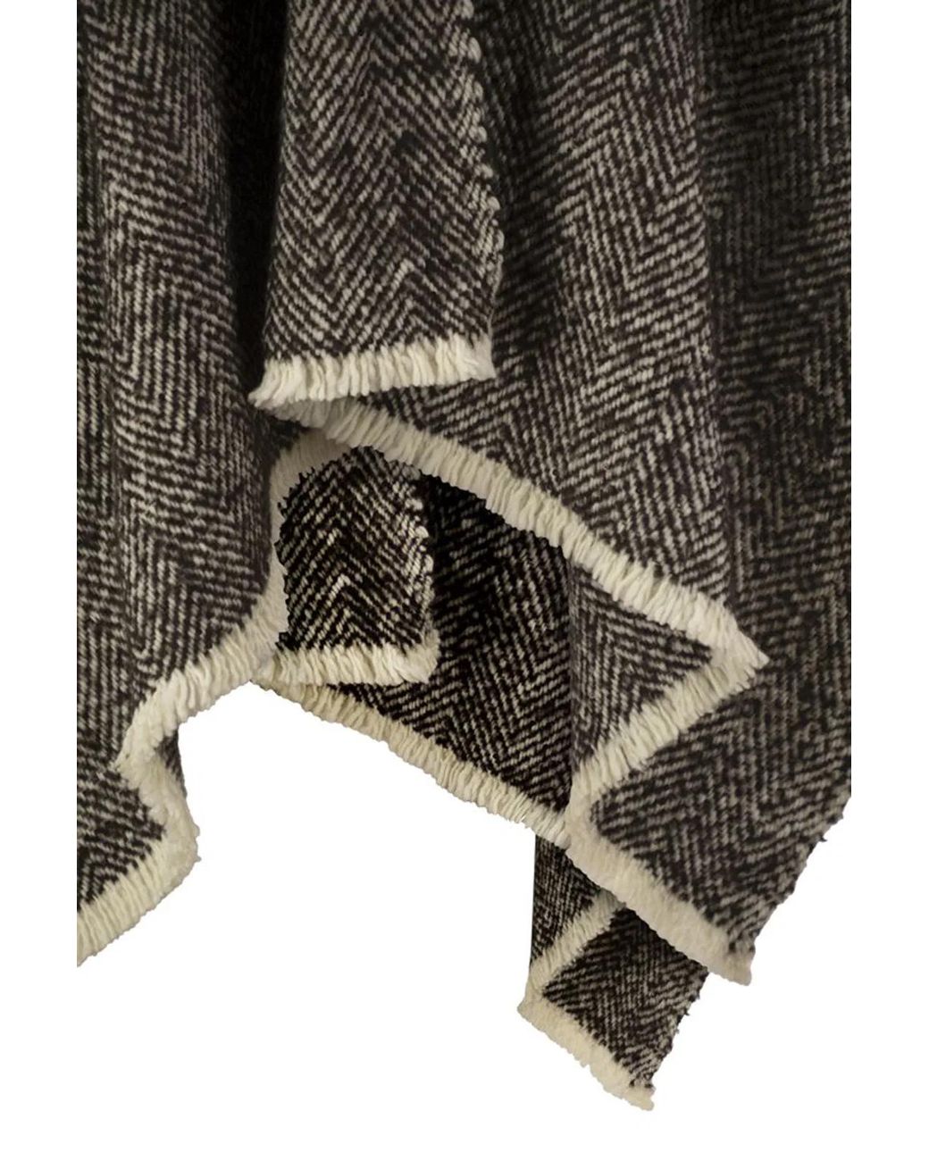 Brunello Cucinelli Black Herringbone Wool, Cashmere And Alpaca Cape
