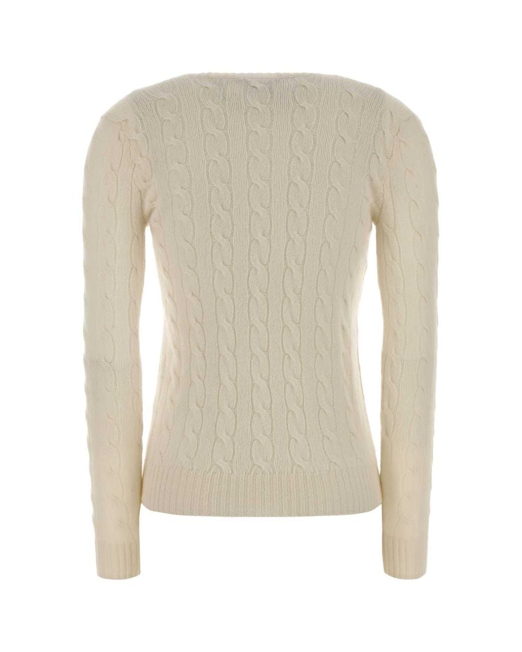 Polo Ralph Lauren White Wool And Cashmere Cable Knit Jumper