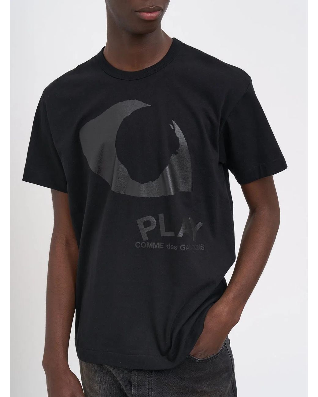 COMME DES GARÇONS PLAY Black Cotton Logo T-Shirt for men