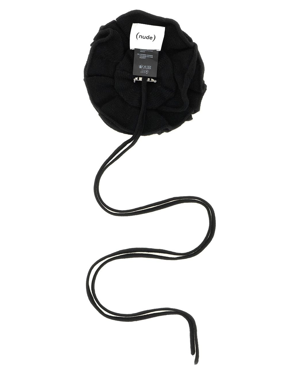 Nude Black Knitted Brooch With Lace