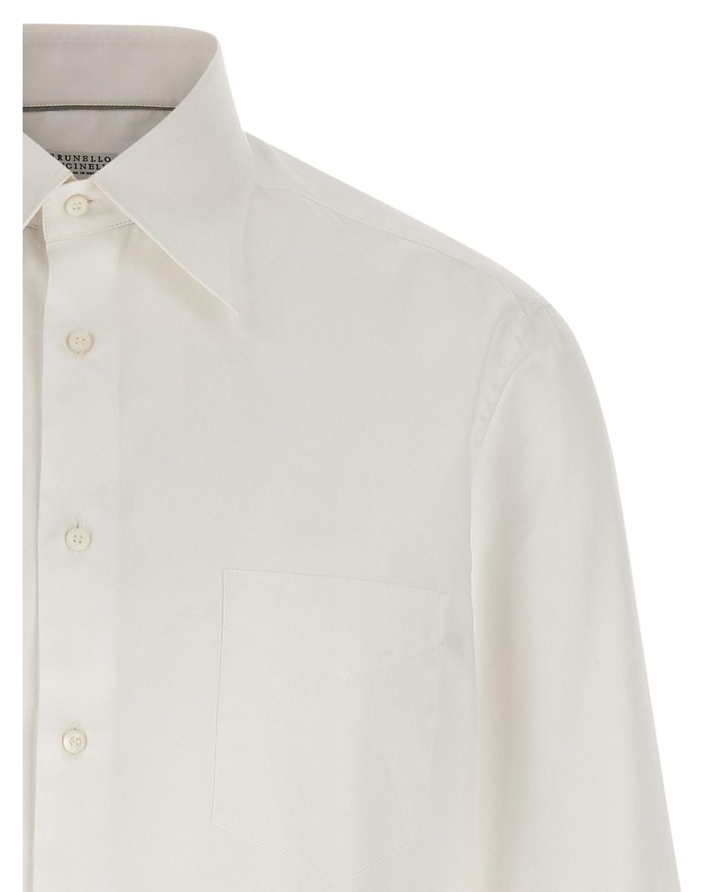 Brunello Cucinelli White Cotton Shirt for men