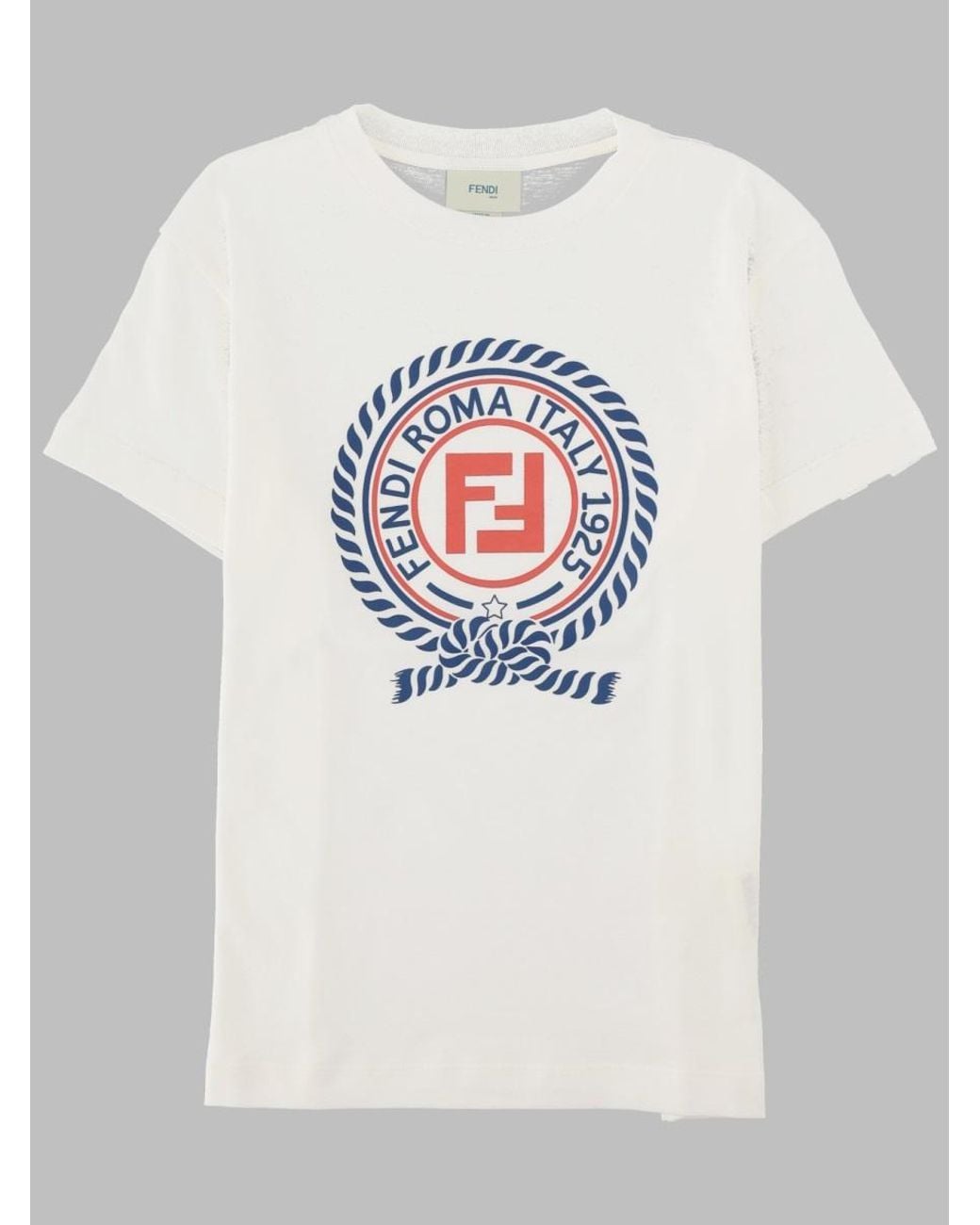 Fendi White T-Shirt Con Stampa