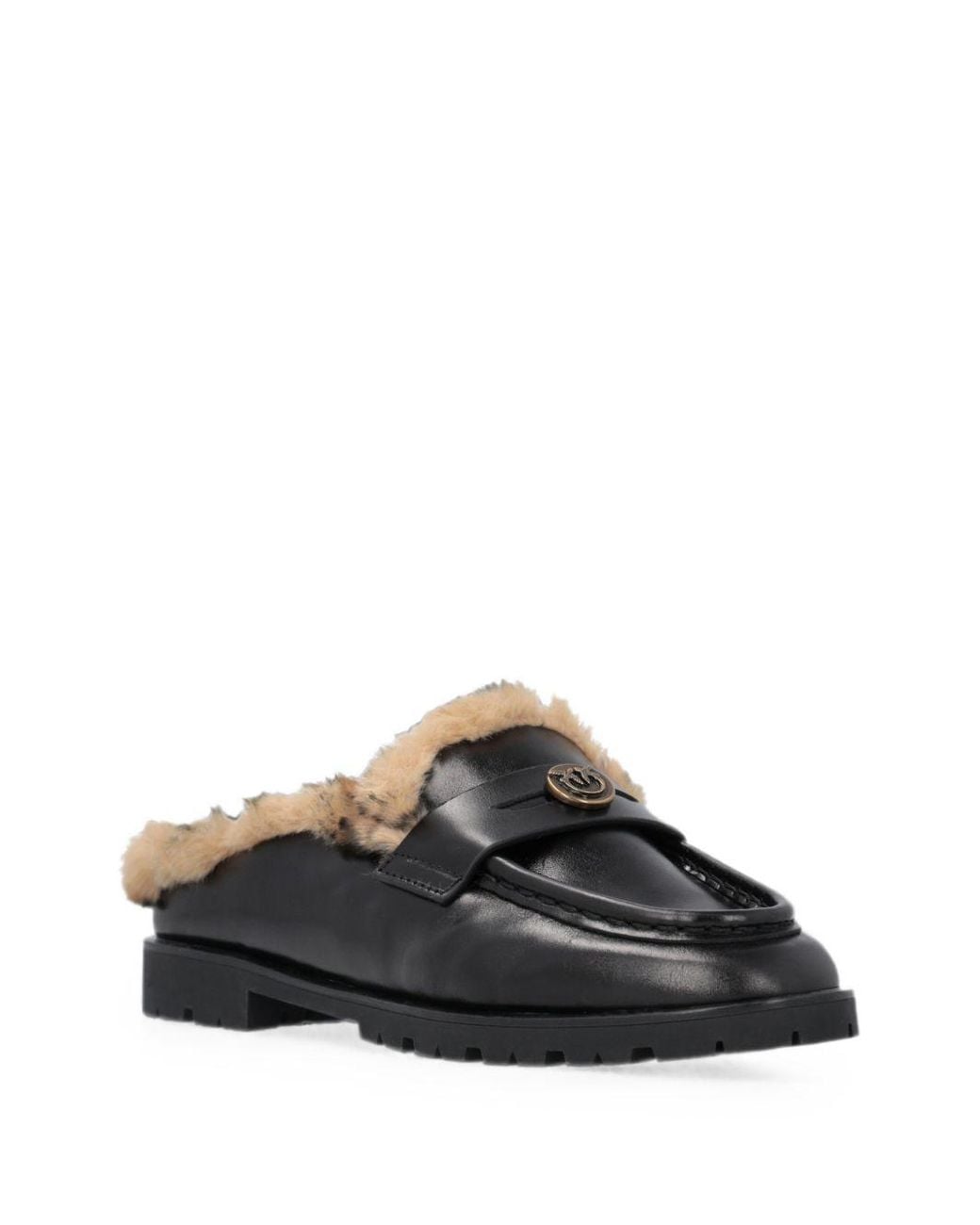 Pinko Black Leather Rubber Shoes