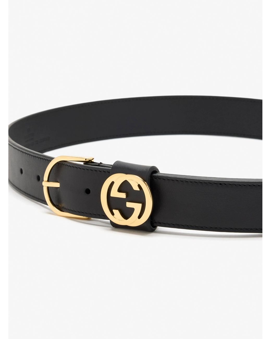 Gucci Black Belt With Round Buckle