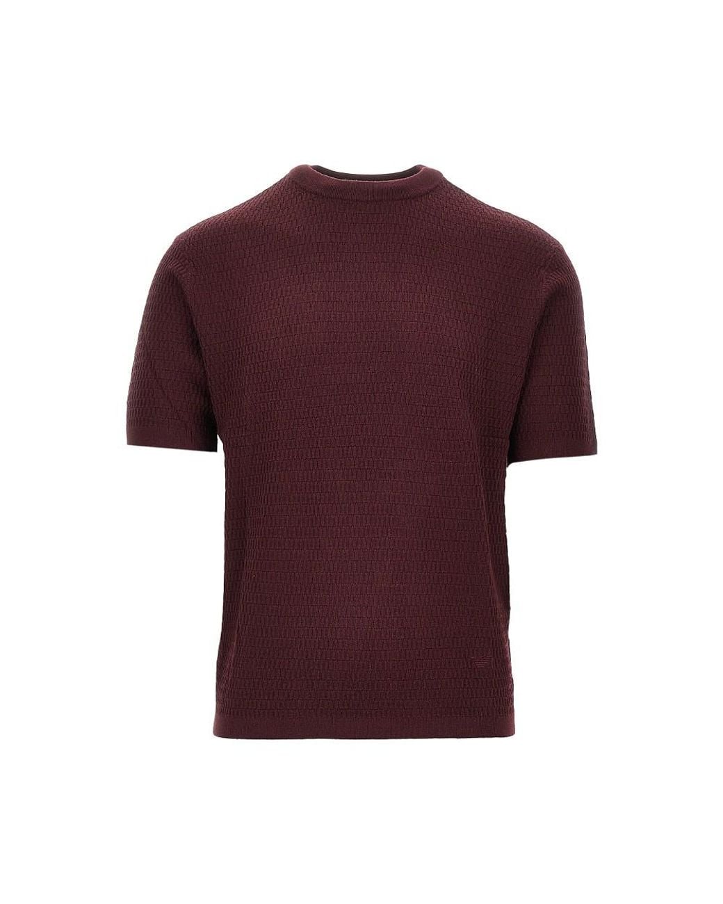 Emporio Armani Purple Virgin Wool Knitted T-Shirt for men