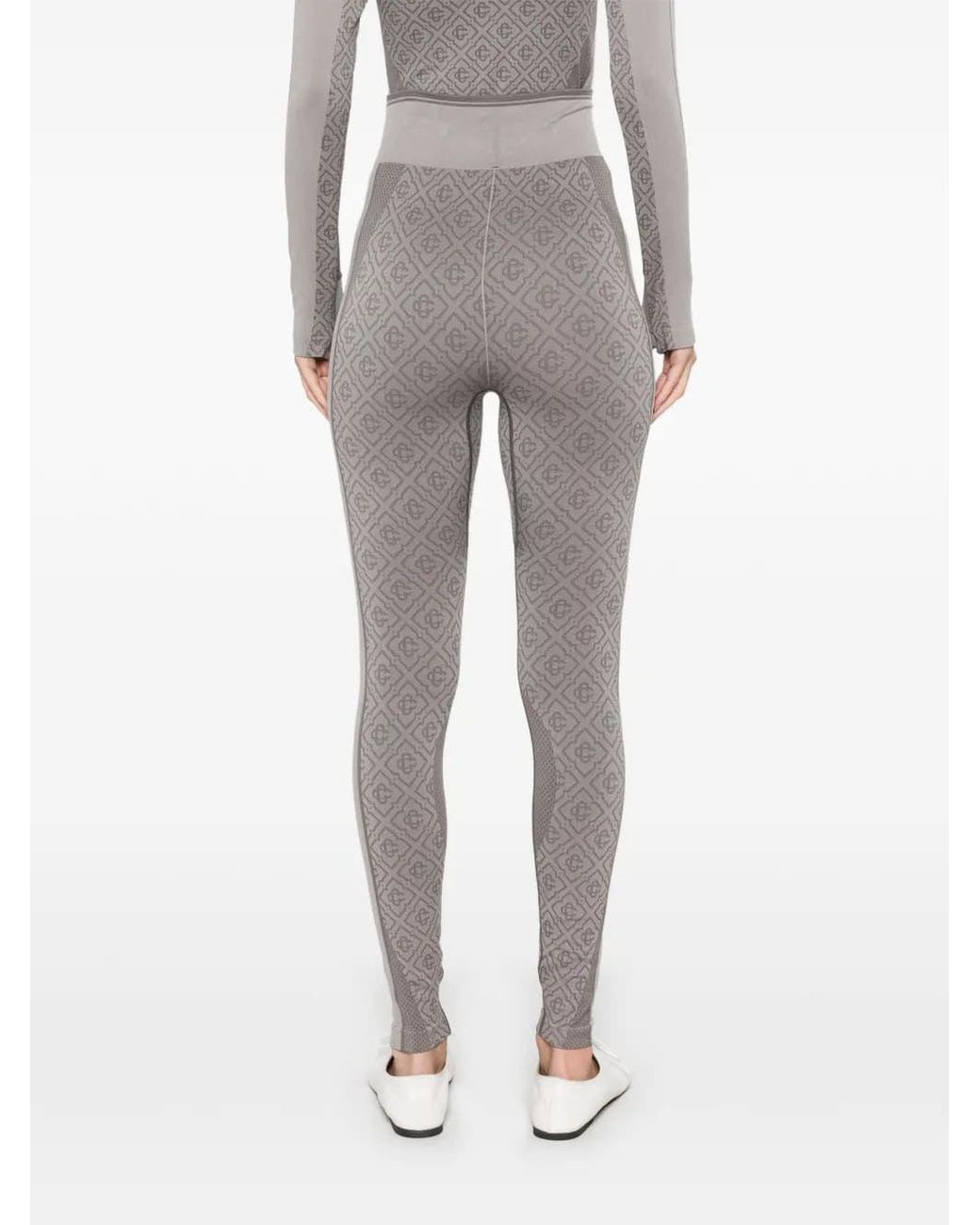 Casablanca Gray Monogram-Pattern Leggings