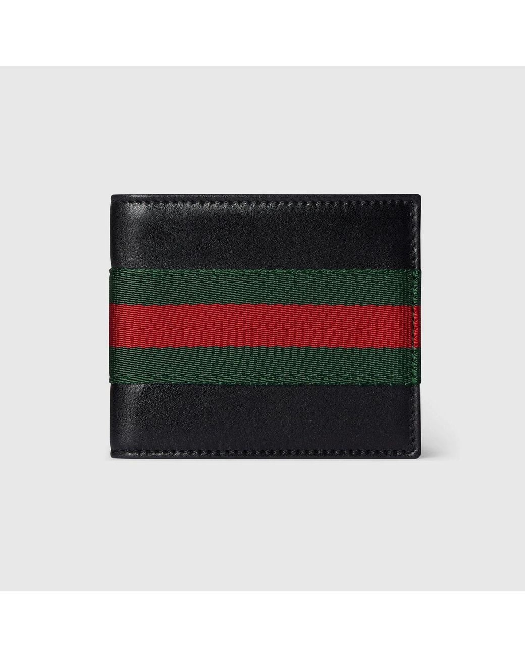 Gucci Red Web Trademark Bi-Fold Wallet, Leather for men