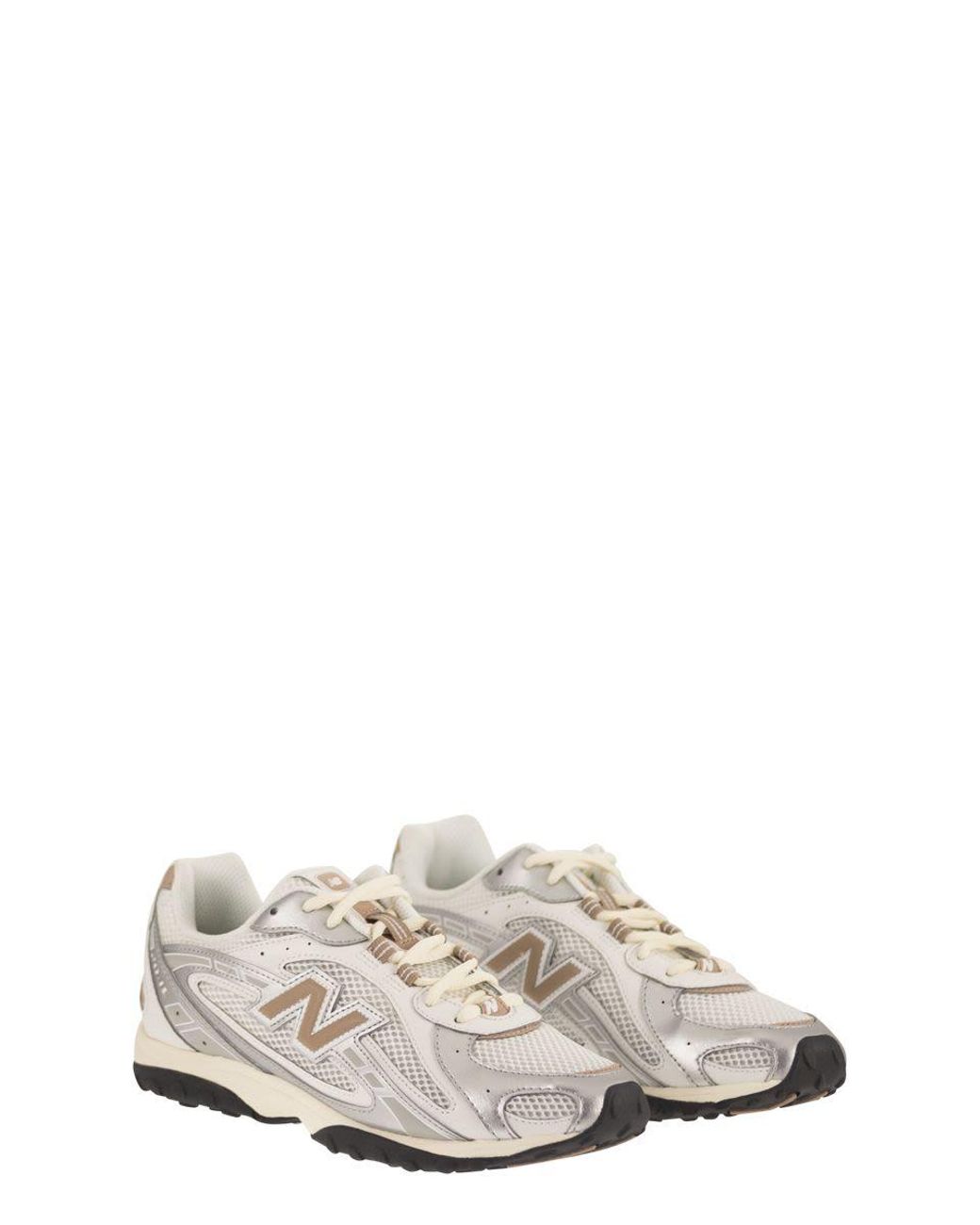 New Balance Metallic Mesh And Suede Lifestyle Sneakers With Leather Details