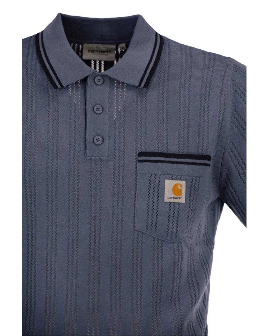 Carhartt Blue Cotton Polo Shirt With Contrasting Trim